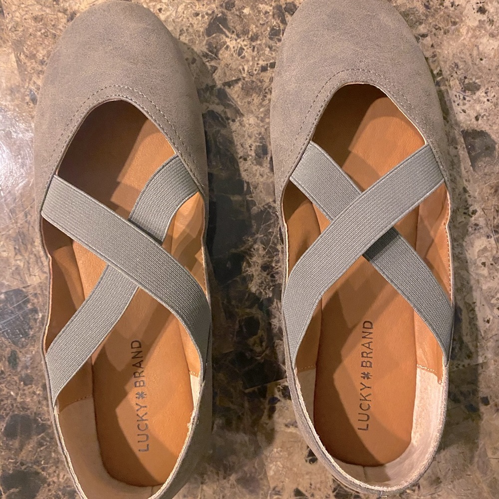Grey Crossed Slip-Ons